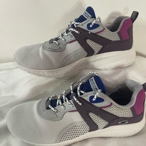 Skechers Light Gray and Violet Sneakers